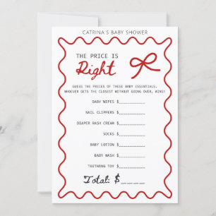 Red Bow Baby Shower - Editable Name, 5x7 Invitation