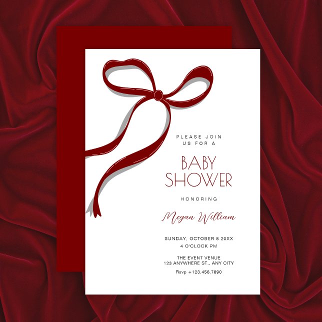 Red bow baby shower invitation (Creator Uploaded)