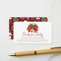 Red Bow & Bells Holiday Baby Shower Book Request