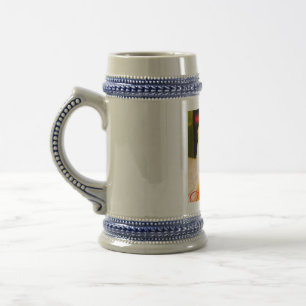 Red bow best dog mom dad photo dog/pet name beer stein