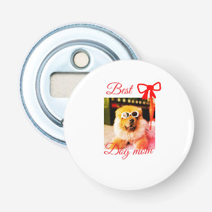 Red bow best dog mom dad photo dog/pet name bottle opener