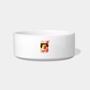 Red bow best dog mom dad photo dog/pet name  bowl