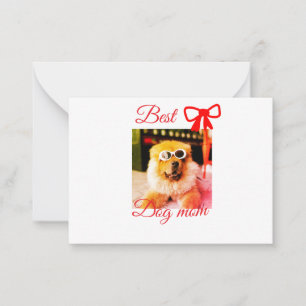 Red bow best dog mom dad photo dog/pet name  card
