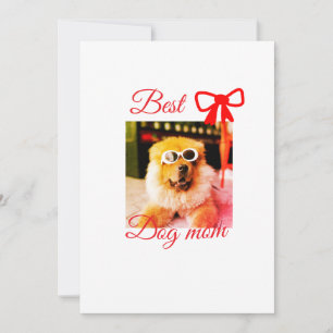Red bow best dog mom dad photo dog/pet name  holiday card