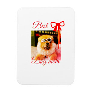Red bow best dog mom dad photo dog/pet name magnet