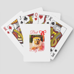 Red bow best dog mom dad photo dog/pet name  playing cards
