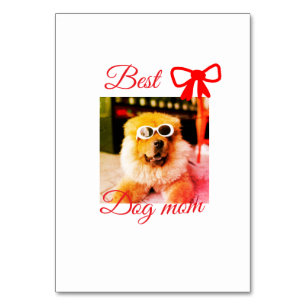 Red bow best dog mom dad photo dog/pet name table number