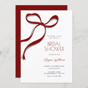 Red bow bridal shower invitation