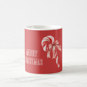 Red Bow Candy Cane Christmas Coffee Mug