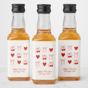 Red Bow Cherry Sweet Bachelorette Party Liquor Bottle Label