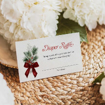 Red Bow Christmas Diaper Raffle Ticket