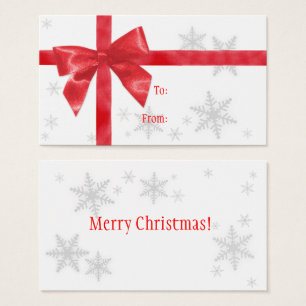 Red Bow Christmas Gift Tag