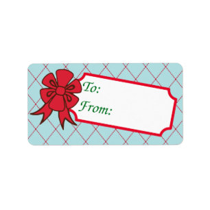 Red Bow Christmas Gift Tag Labels