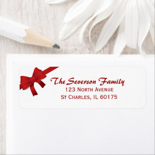 Red Bow Christmas Holiday Return Address