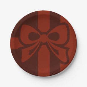 Red Bow - Christmas - Paper Plate