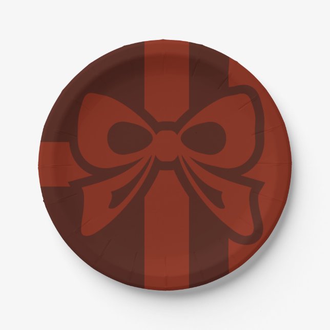 Red Bow - Christmas - Paper Plate (Front)