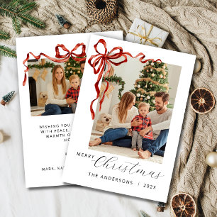 Red Bow Christmas Photo Holiday Card