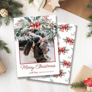 Red Bow Christmas Photo Holiday Card