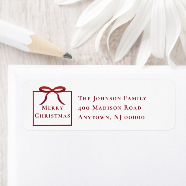 Red Bow Christmas Present Return Address (Insitu)