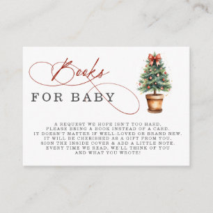 Red Bow Christmas Tree Baby Shower Book Request Enclosure Card