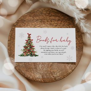 Red Bow Christmas Tree Books for Baby Baby Shower Enclosure Card