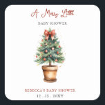 Red Bow Christmas Tree Merry Little Baby Shower Square Sticker<br><div class="desc">Celebrate the joy of a new arrival with our Red Bow Christmas Tree Merry Little Gender Neutral Baby Shower Design. Featuring a whimsical red bow Christmas tree and festive holiday elements, this adorable Design is perfect for a seasonal baby shower. Customize with your details to create a charming and joyful...</div>