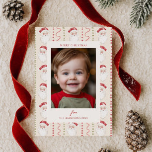 Red Bow Christmas Wreath Photo Holiday Card