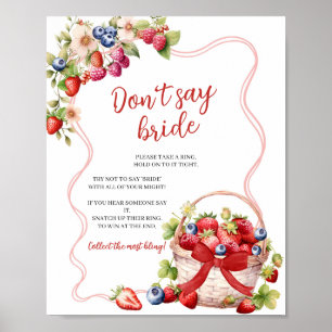 Red Bow Coquette Berry Don’t Say Bride Game Sign
