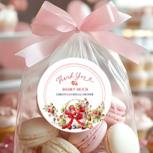 Red Bow Coquette Berry in Love Thank You Sticker