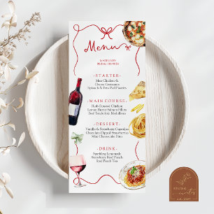 Red Bow Coquette Italian Bridal Shower Menu