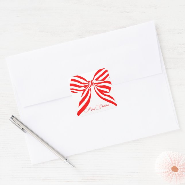 Red bow custom  square sticker (Envelope)