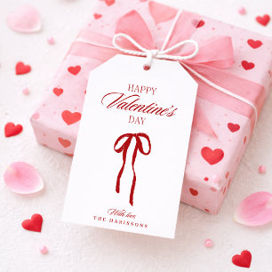 Red Bow, Elegant Valentine’s Day Gift Tag