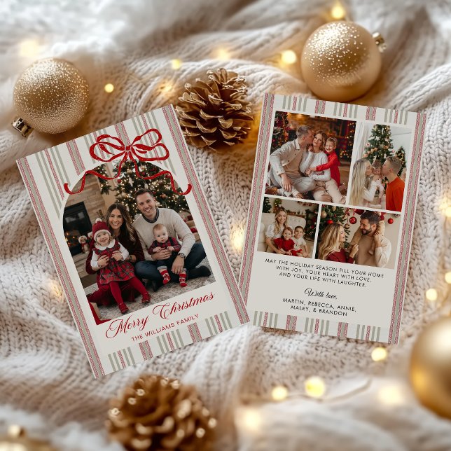 Red Bow Family Photo Christmas Holiday Card (Creator Uploaded)