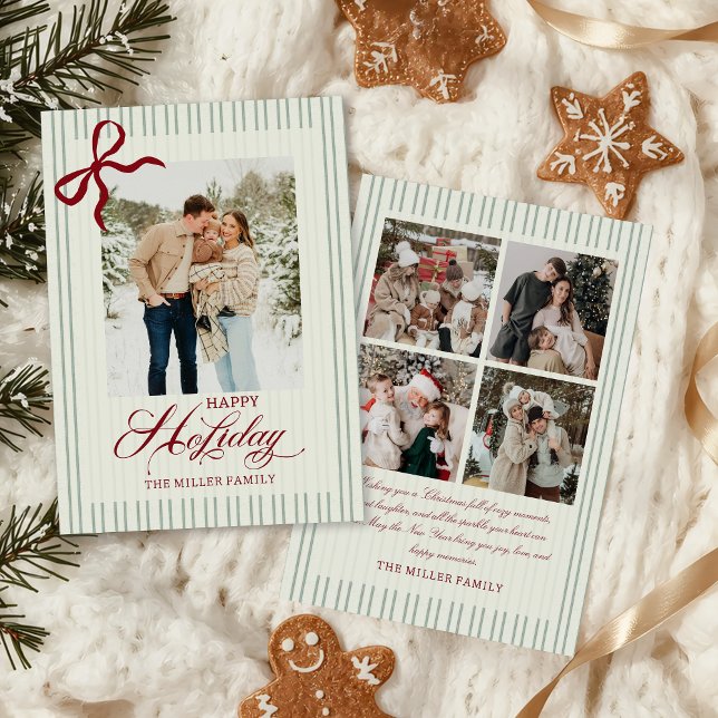 Red Bow Family Photo Christmas Holiday Card (Creator Uploaded)