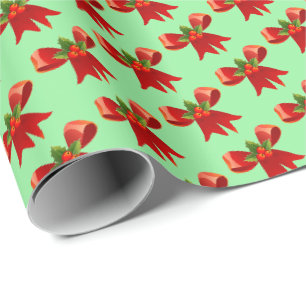 Red Bow Festive Noël Enveloppement Papier Cadeau