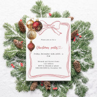 Red bow gold baubles Christmas Party