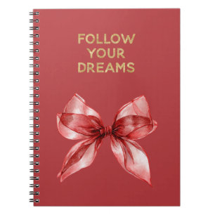 Red Bow Gold Follow Your Dreams Inspirational Quot Notebook