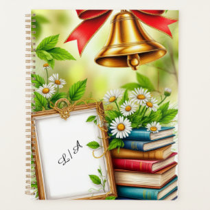 Red Bow, Golden Bell, and Decorative Elements Planner