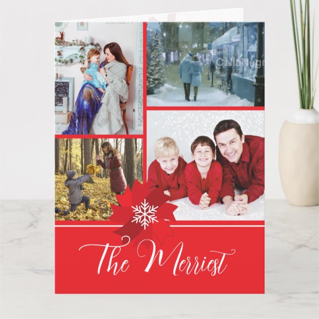 Red Bow Holiday Christmas Card (Front)