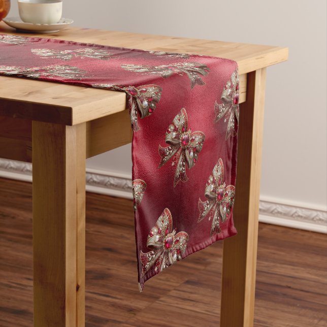 Red Bow Holiday Table Runner (In Situ)