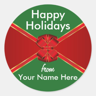 Red Bow Holidays Personalized Classic Round Sticker