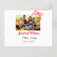 Red bow joyful Vibes add family name photo christm