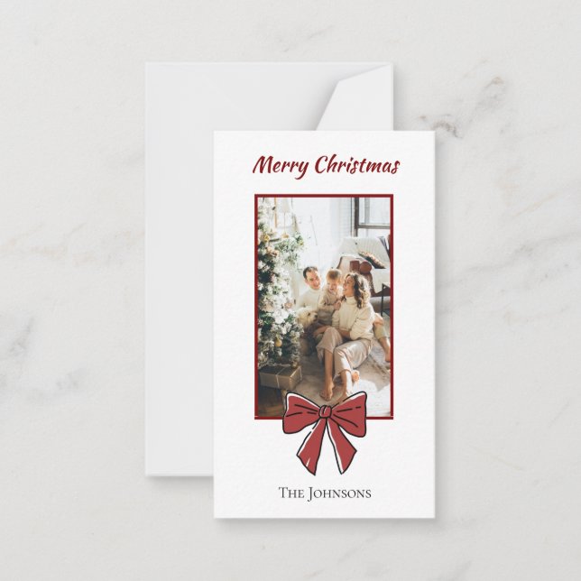 Red Bow Merry Christmas Personalized Note Card  (Front)