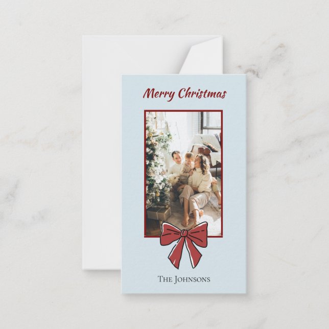 Red Bow Merry Christmas Personalized Note Card  (Front)