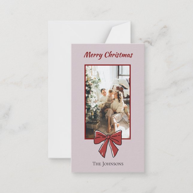 Red Bow Merry Christmas Personalized Note Card  (Front)
