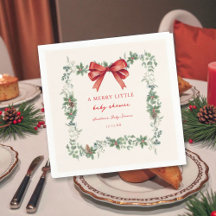 Red Bow Merry Little Christmas Baby Shower