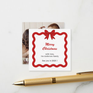 Red Bow Mini Photo Christmas Holiday Card