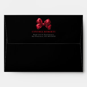 Red Bow Modern Elegant Return Address Envelope