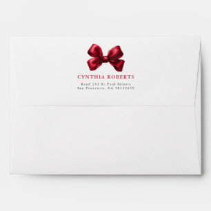 Red Bow Modern Elegant Return Address Envelope