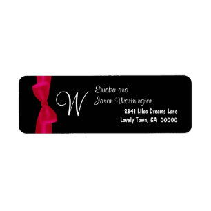 Red Bow Monogram Wedding Black Background
